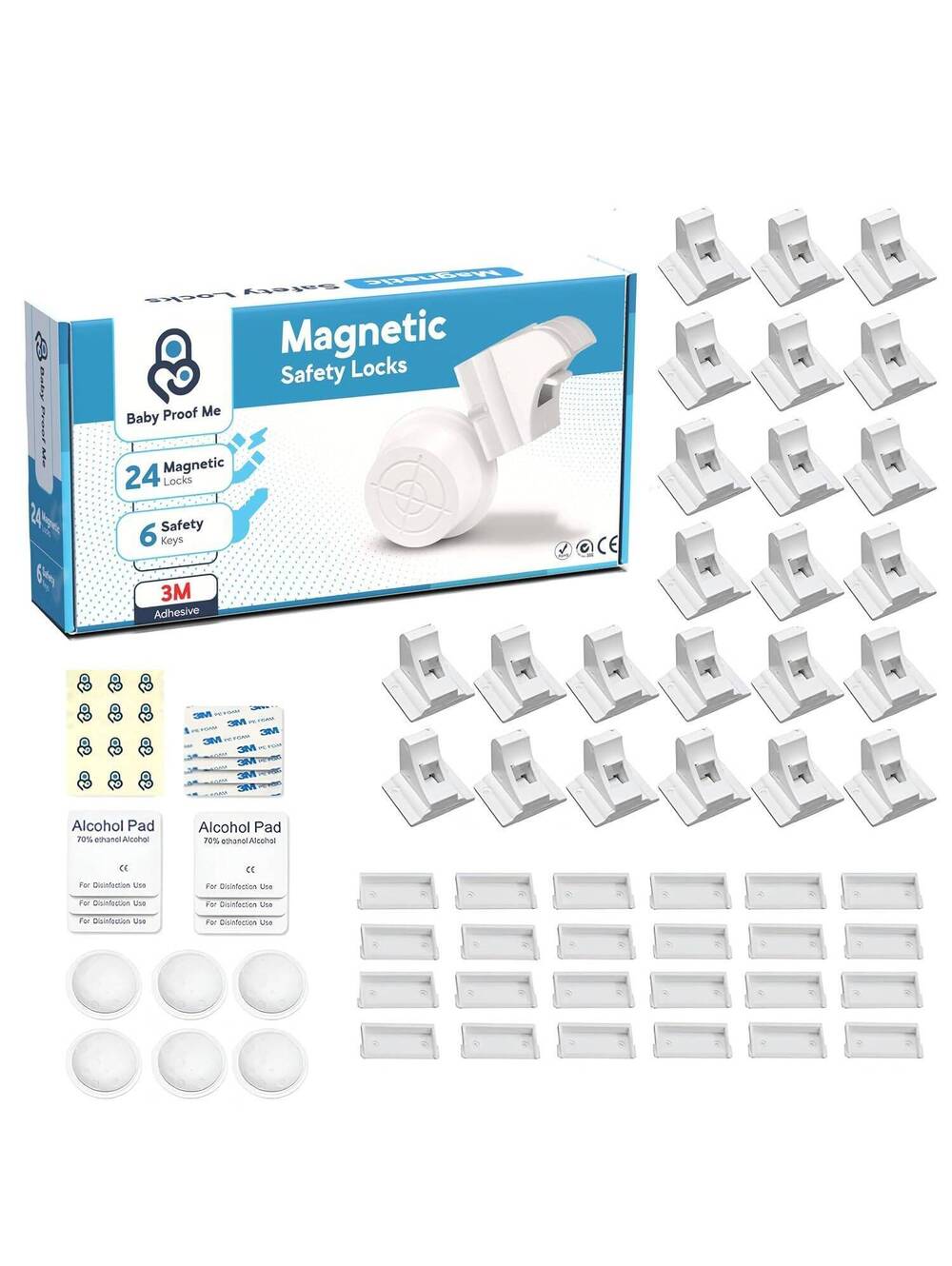 Baby Proofing Magnetic Child Safety Cabinet Locks (24-Pack)